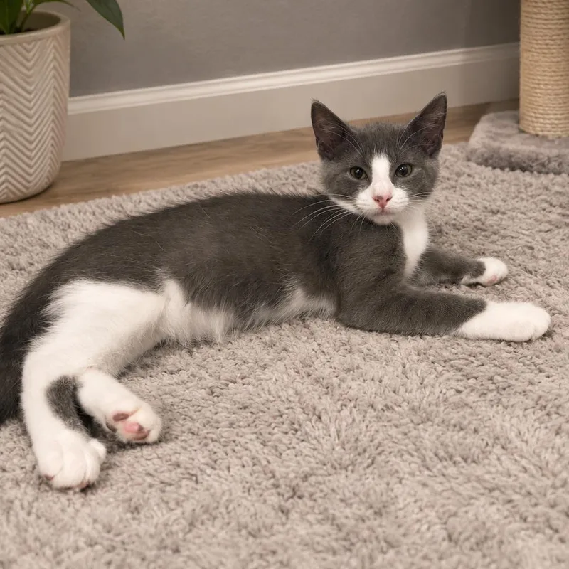 A young medium-sized male Domestic Short Hair cat named Kirby for adoption in Andover, MN