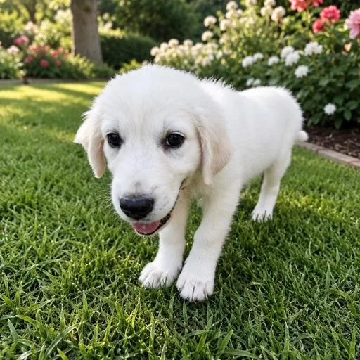 A baby large-sized male White / Cream Great Pyrenees dog named Yukon  Loving and for adoption in Houston, TX
