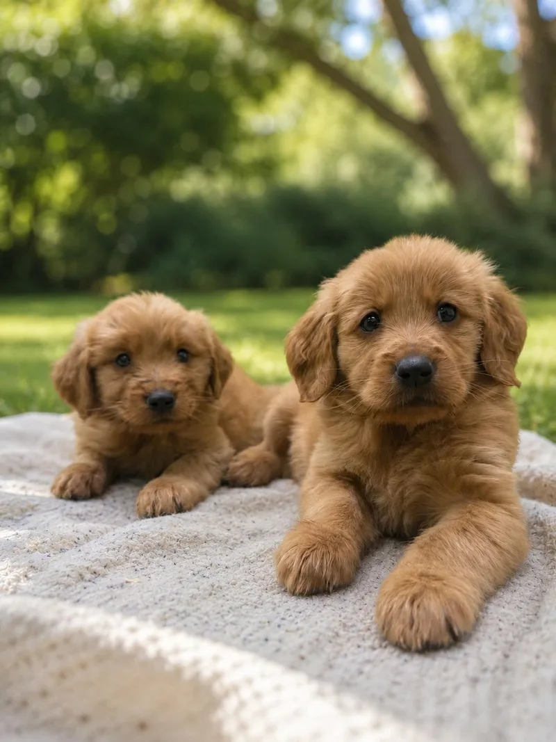 A baby medium-sized female Golden Retriever dog named Violet & Oliver for adoption in Jacksonville, NC