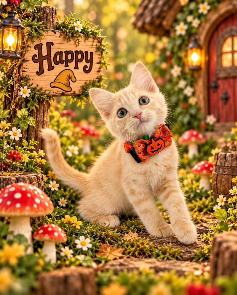 A baby medium-sized male Orange & White Tabby cat named Happy for adoption in Tavares, FL