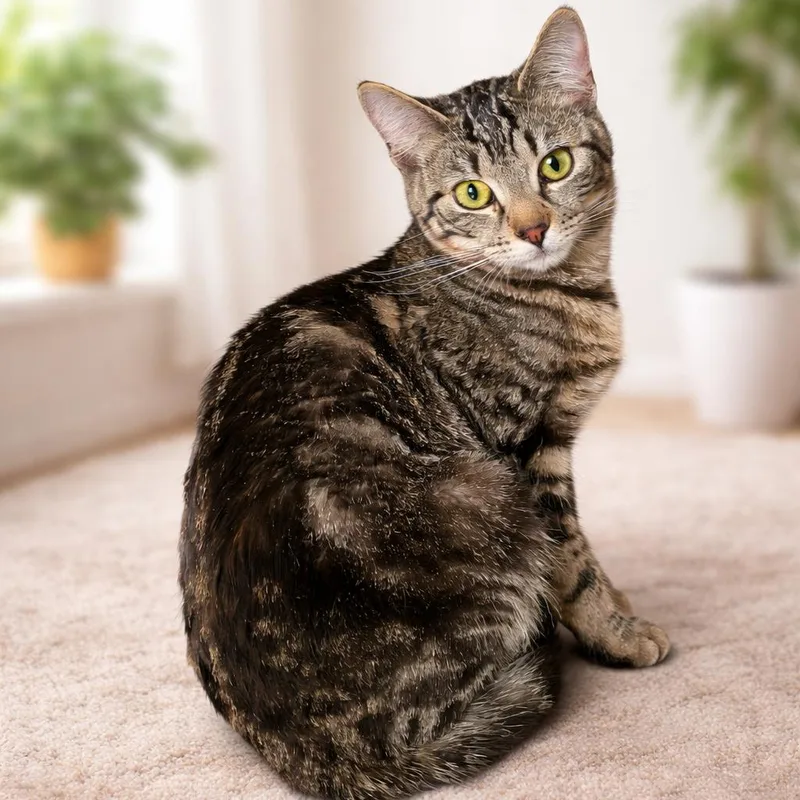 A young medium-sized female Brown / Chocolate Domestic Short Hair cat named Babygirl for adoption in Othello, WA