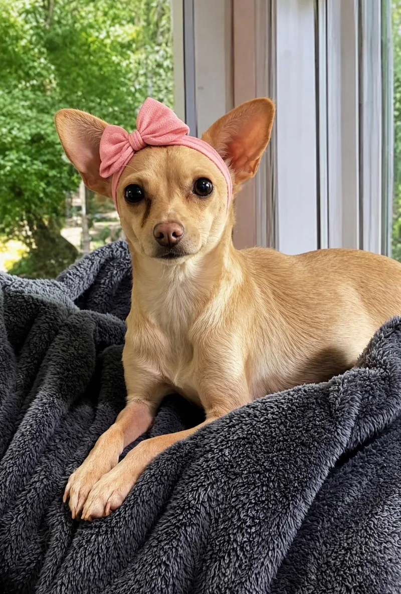 A young small-sized female Chihuahua dog named Zinnia for adoption in Sumter, SC