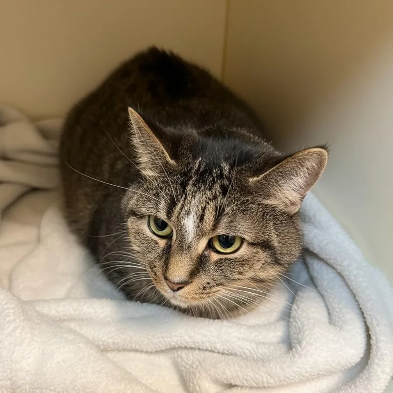 An adult medium-sized female Tabby (Buff / Tan / Fawn) Domestic Short Hair cat named Dory for adoption in Elyria, OH