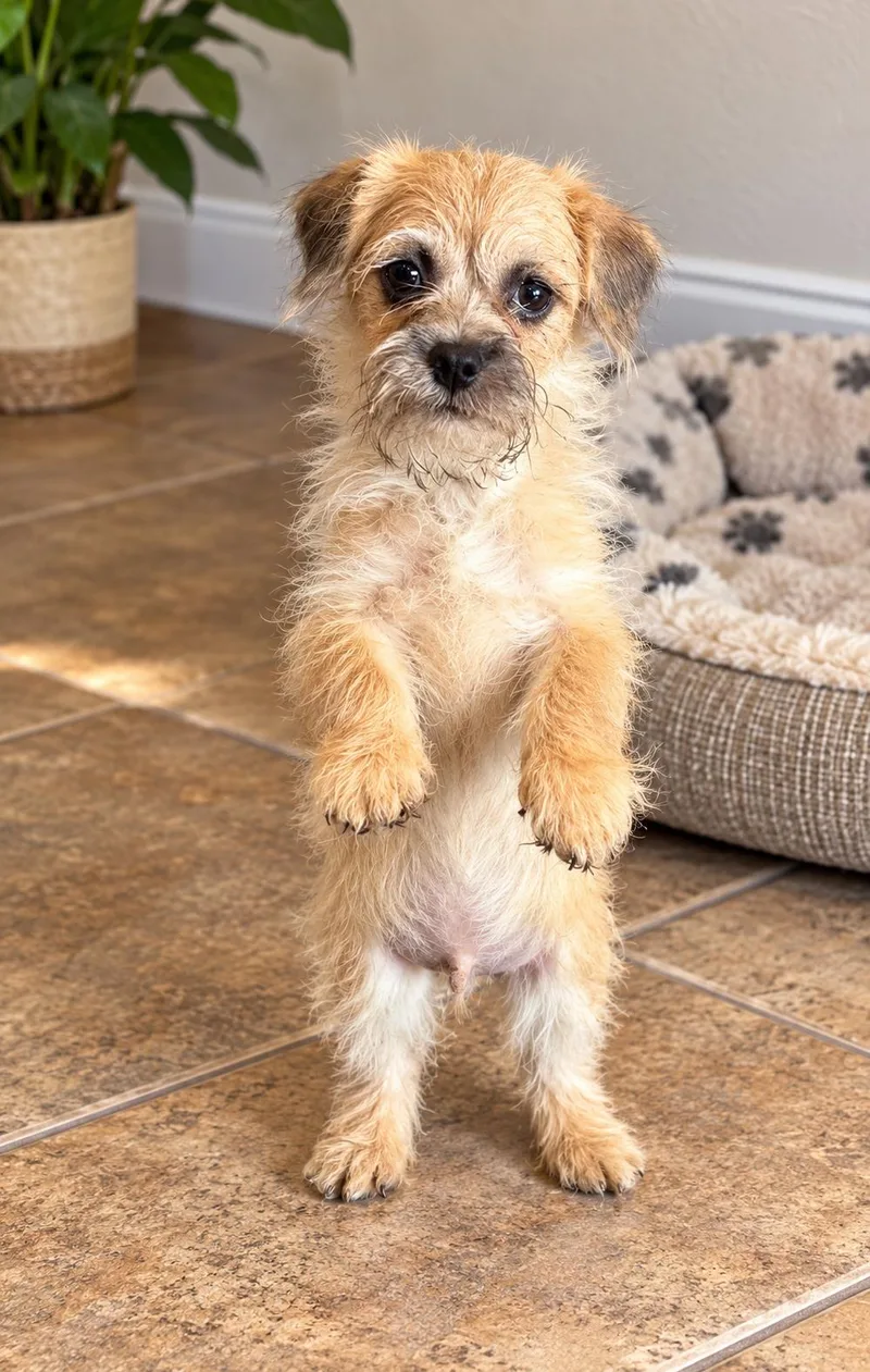 A baby small-sized male Border Terrier dog named Biscuit for adoption in Phoenix, AZ