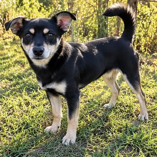 A young small-sized female Black Chihuahua dog named Chela for adoption in Foley, AL