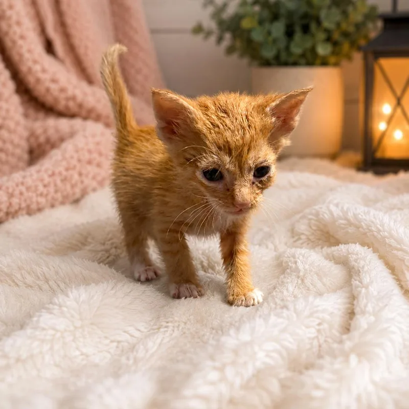 A baby small-sized male Orange / Red Domestic Short Hair cat named Nacho for adoption in Chillicothe, IL