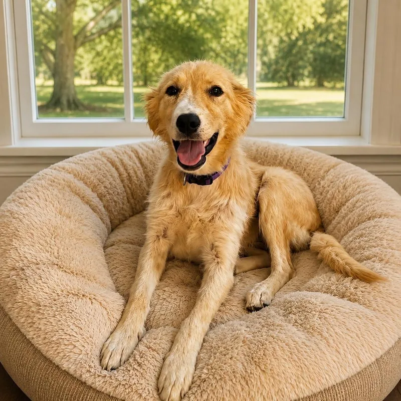 A young medium-sized female Apricot / Beige Aussiedoodle dog named Kady Bug for adoption in Yukon, OK