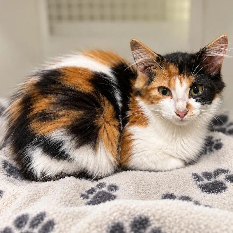 A baby small-sized female White Domestic Medium Hair cat named Neo for adoption in Austin, TX