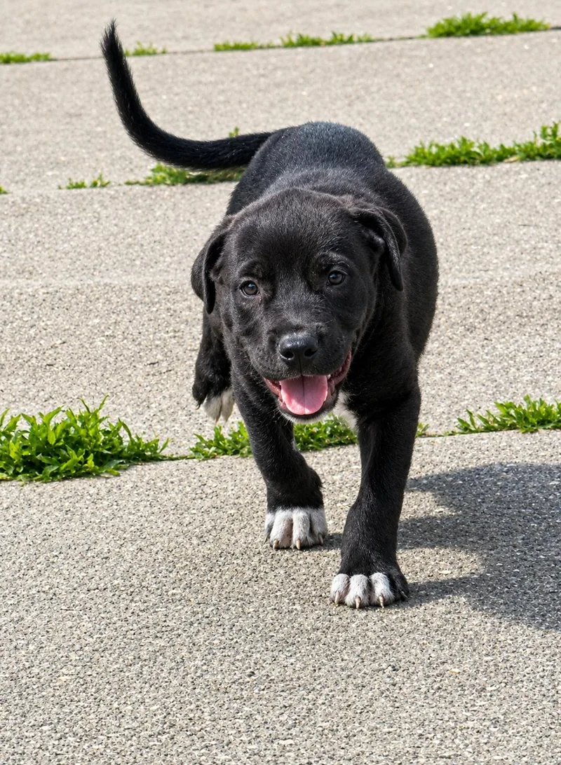 A baby medium-sized male Black Mixed Breed dog named Homer for adoption in Kenosha, WI