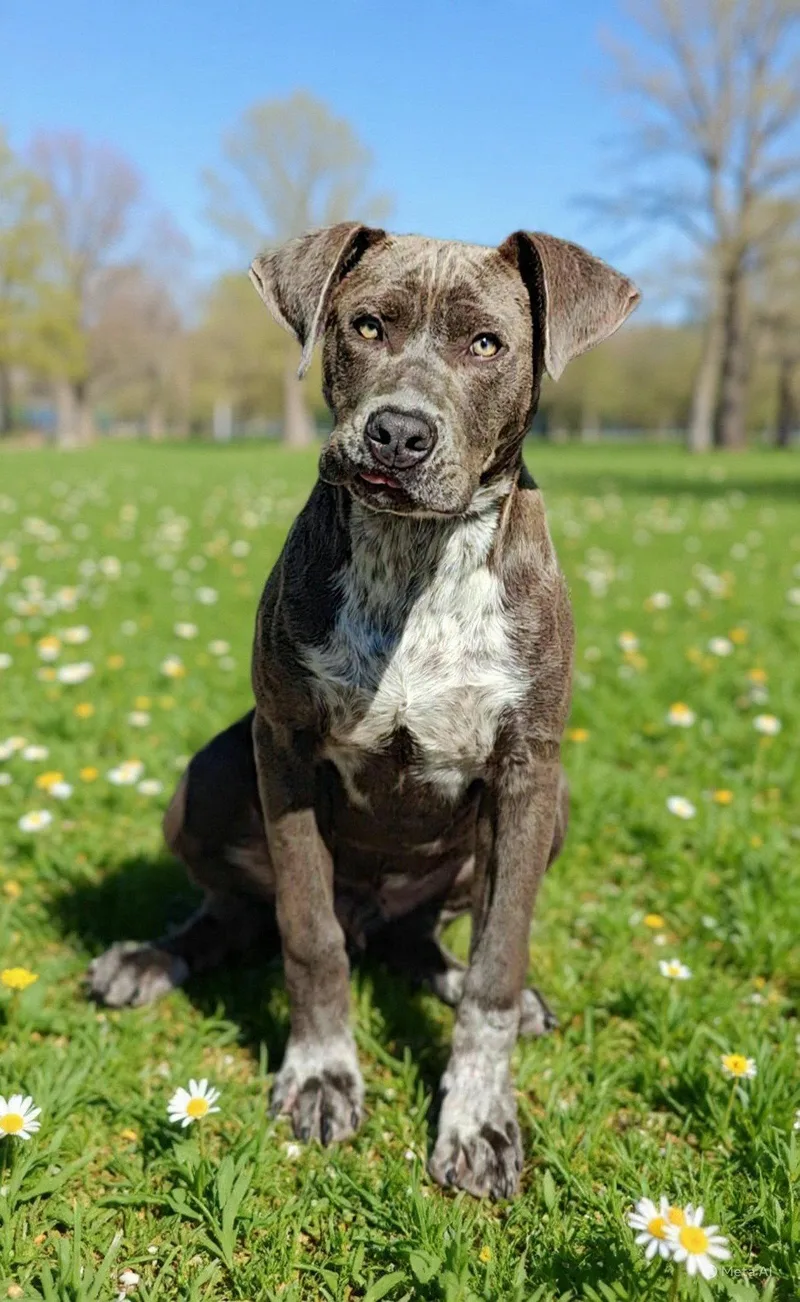 A young medium-sized male Pit Bull Terrier dog named Antonio for adoption in Talladega, AL