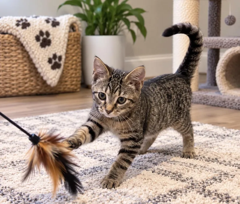 A baby medium-sized male Tabby (Brown / Chocolate) Tabby cat named Crunchwrap for adoption in Wyandotte, MI