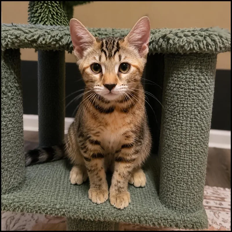 A baby small-sized female Torbie Domestic Short Hair cat named Sunday for adoption in Roswell, GA
