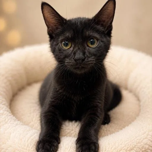 A baby medium-sized female Black Domestic Short Hair cat named Lint for adoption in Cranston, RI