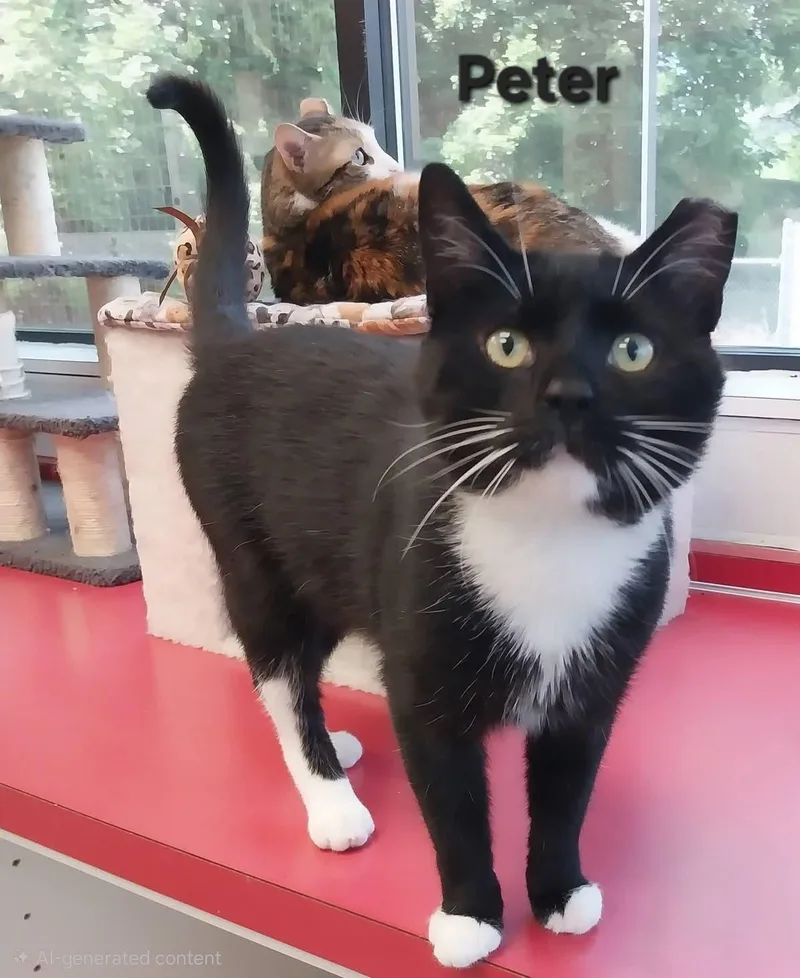 An adult medium-sized male Black & White / Tuxedo Tuxedo cat named Peter for adoption in Temple, PA