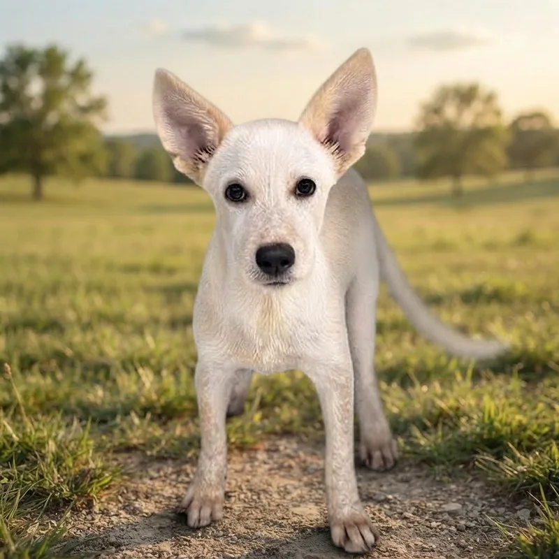 A baby small-sized female Shepherd dog named Eva for adoption in Bastrop, TX