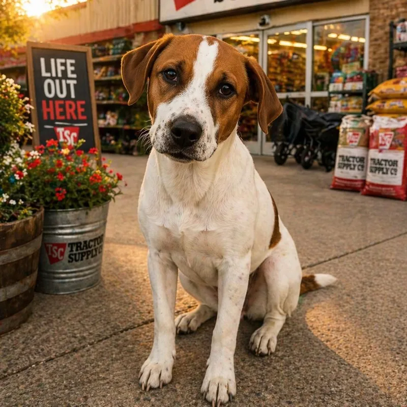 A young medium-sized male White / Cream Hound dog named Austin for adoption in Smithfield, NC