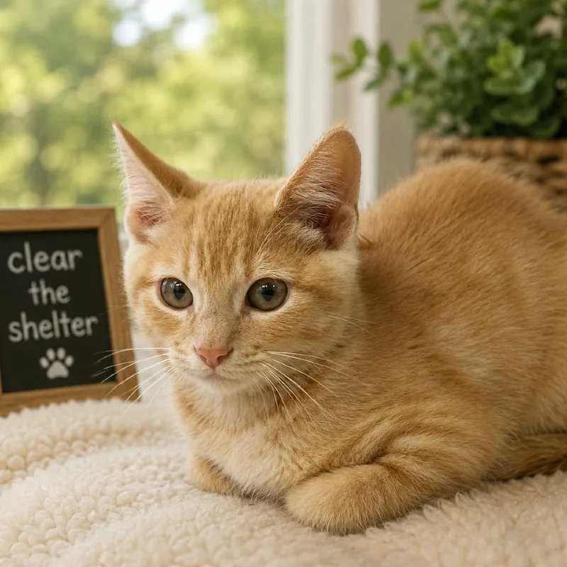 A baby small-sized male Orange / Red Domestic Short Hair cat named Sebastian for adoption in Columbiana, AL