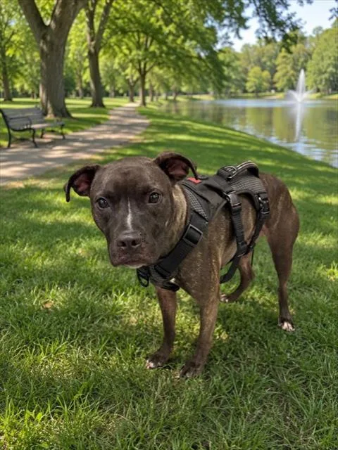 A young medium-sized male American Staffordshire Terrier dog named Paco for adoption in Miami, FL