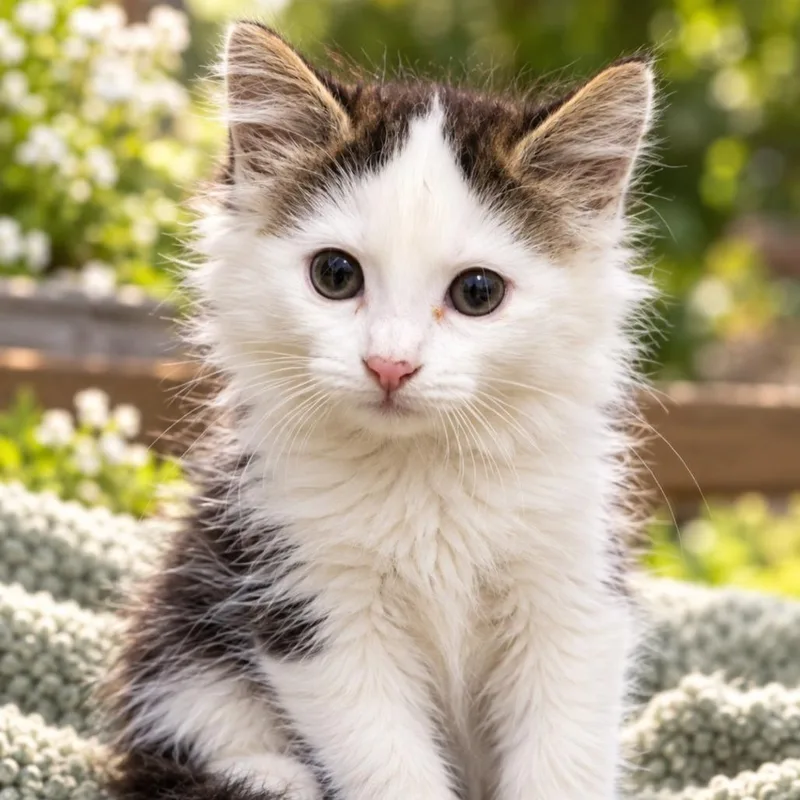 A baby small-sized female Domestic Long Hair cat named Beachnut for adoption in Quincy, OH