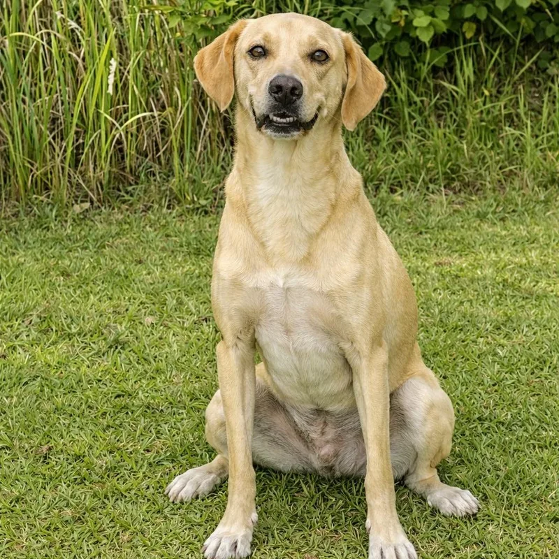 A senior medium-sized female Yellow / Tan / Blond / Fawn Yellow Labrador Retriever dog named Paisel for adoption in Bay Minette, AL