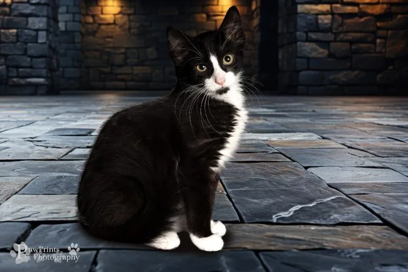 An adult medium-sized male Black & White / Tuxedo Domestic Short Hair cat named Willow for adoption in Maryville, TN