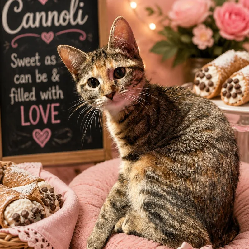 A baby small-sized female Tortoiseshell Domestic Short Hair cat named Cannoli for adoption in Pittsburg, KS