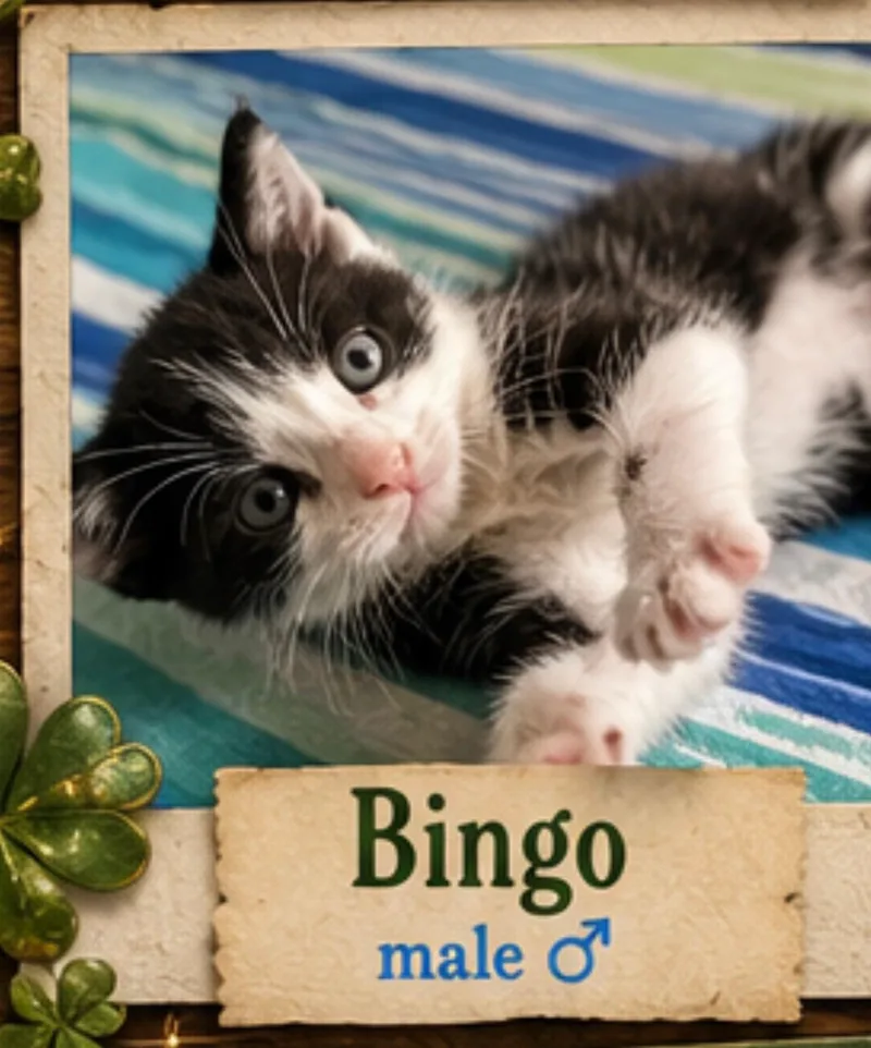 A baby medium-sized male Tabby (Gray / Blue / Silver) Domestic Short Hair cat named Bingo for adoption in Mansfield, TX