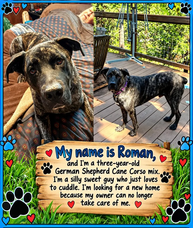 An adult large-sized male Cane Corso dog named Ramon for adoption in Murphys, CA