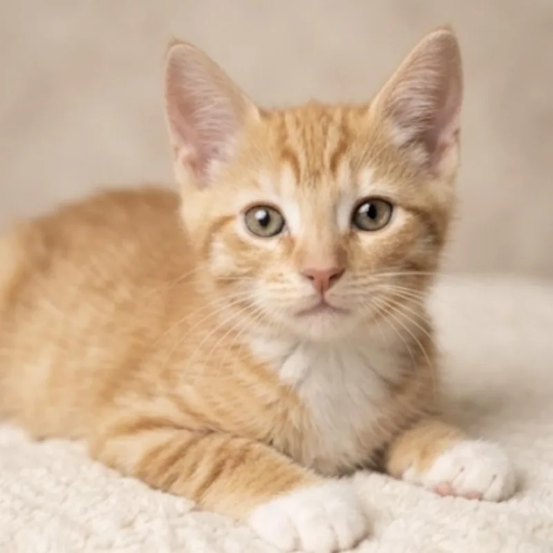 A baby small-sized male Orange / Red Domestic Short Hair cat named Bronco for adoption in La Grange, KY