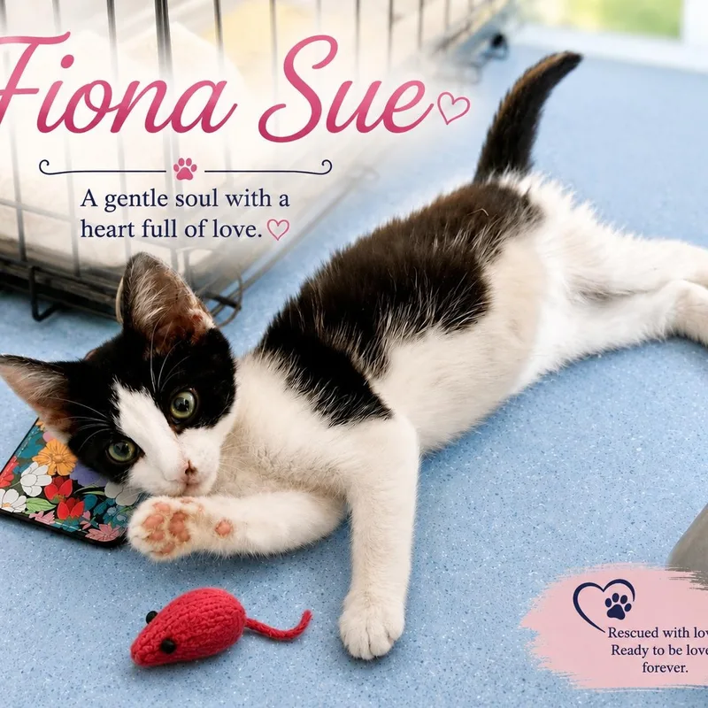 A baby small-sized female Black & White / Tuxedo Tuxedo cat named Fiona Sue for adoption in Queen Creek, AZ