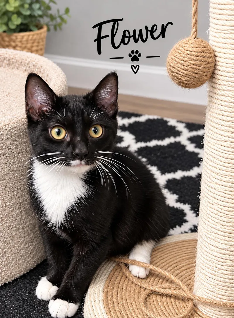 A young medium-sized female Domestic Short Hair cat named Flower for adoption in Murrells Inlet, SC