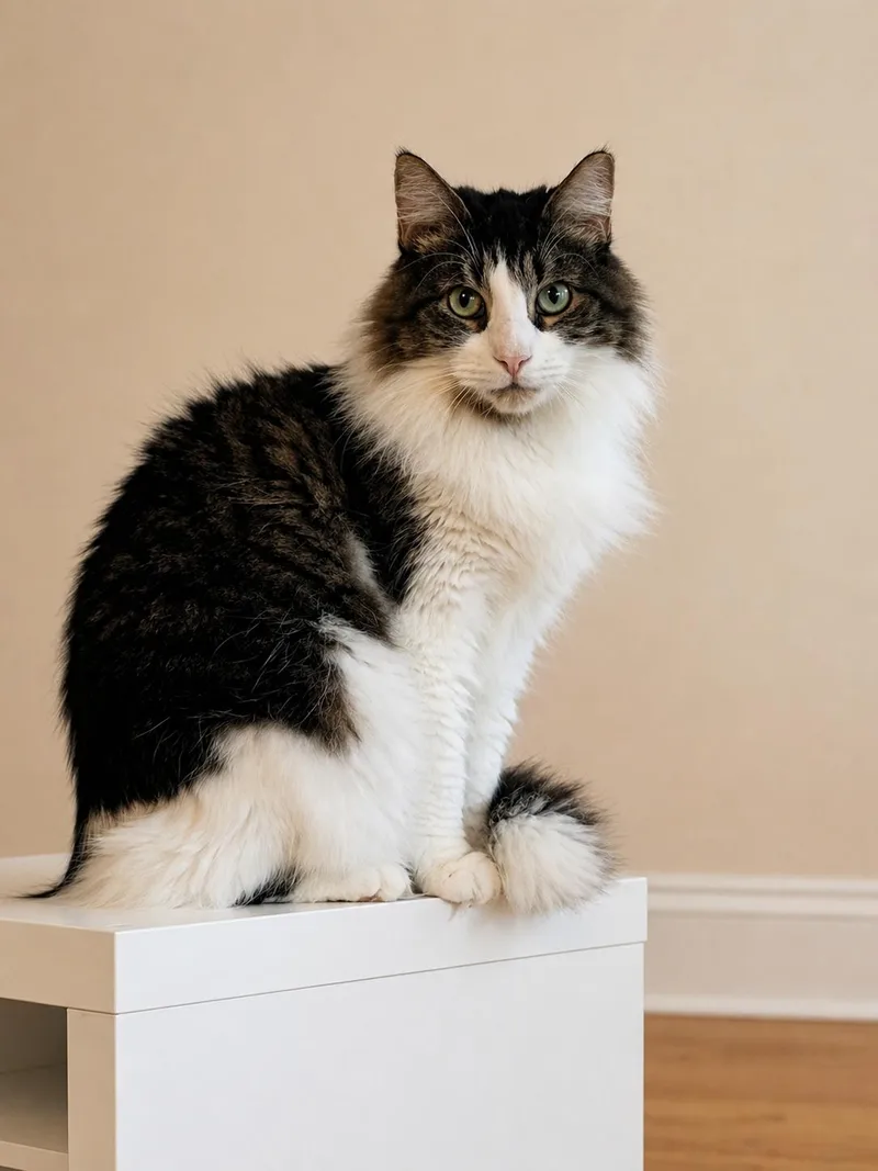 A young large-sized male White Domestic Long Hair cat named Nino Flufferton for adoption in Homestead, FL