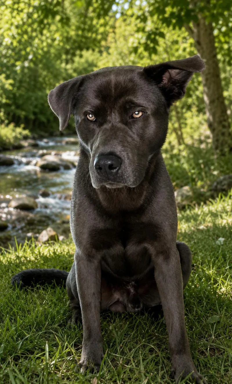 An adult large-sized male Black Labrador Retriever dog named Samson for adoption in Leesburg, AL