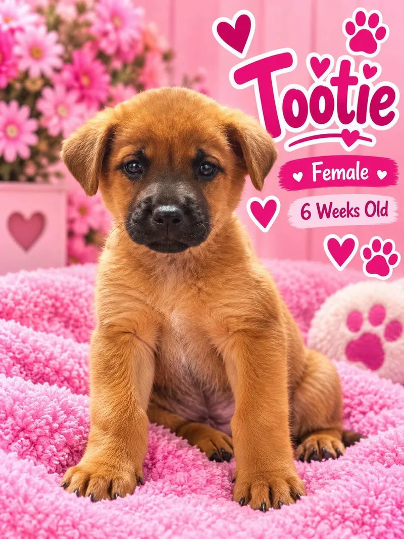 A baby medium-sized female Black Mouth Cur dog named Tootie for adoption in Fort Worth, TX