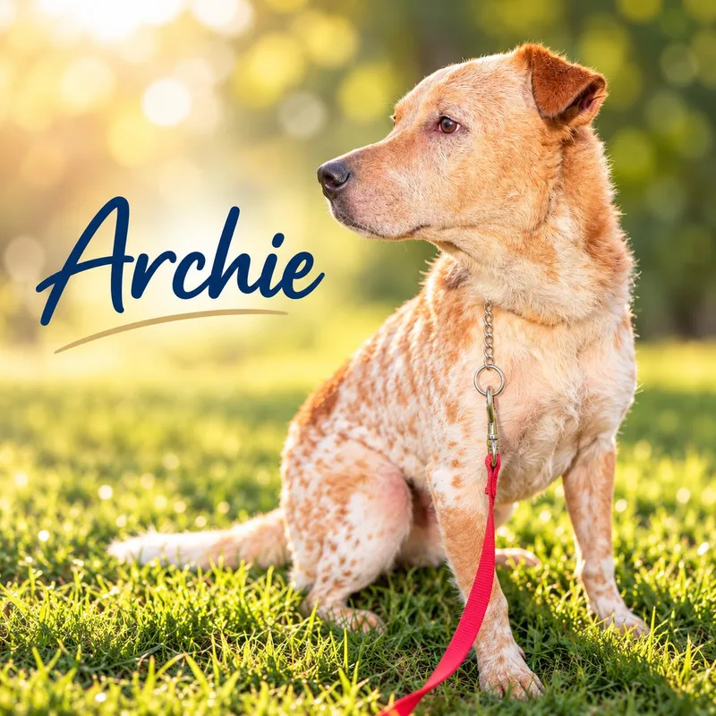 An adult medium-sized male Australian Cattle Dog / Blue Heeler dog named Archie for adoption in Elburn, IL