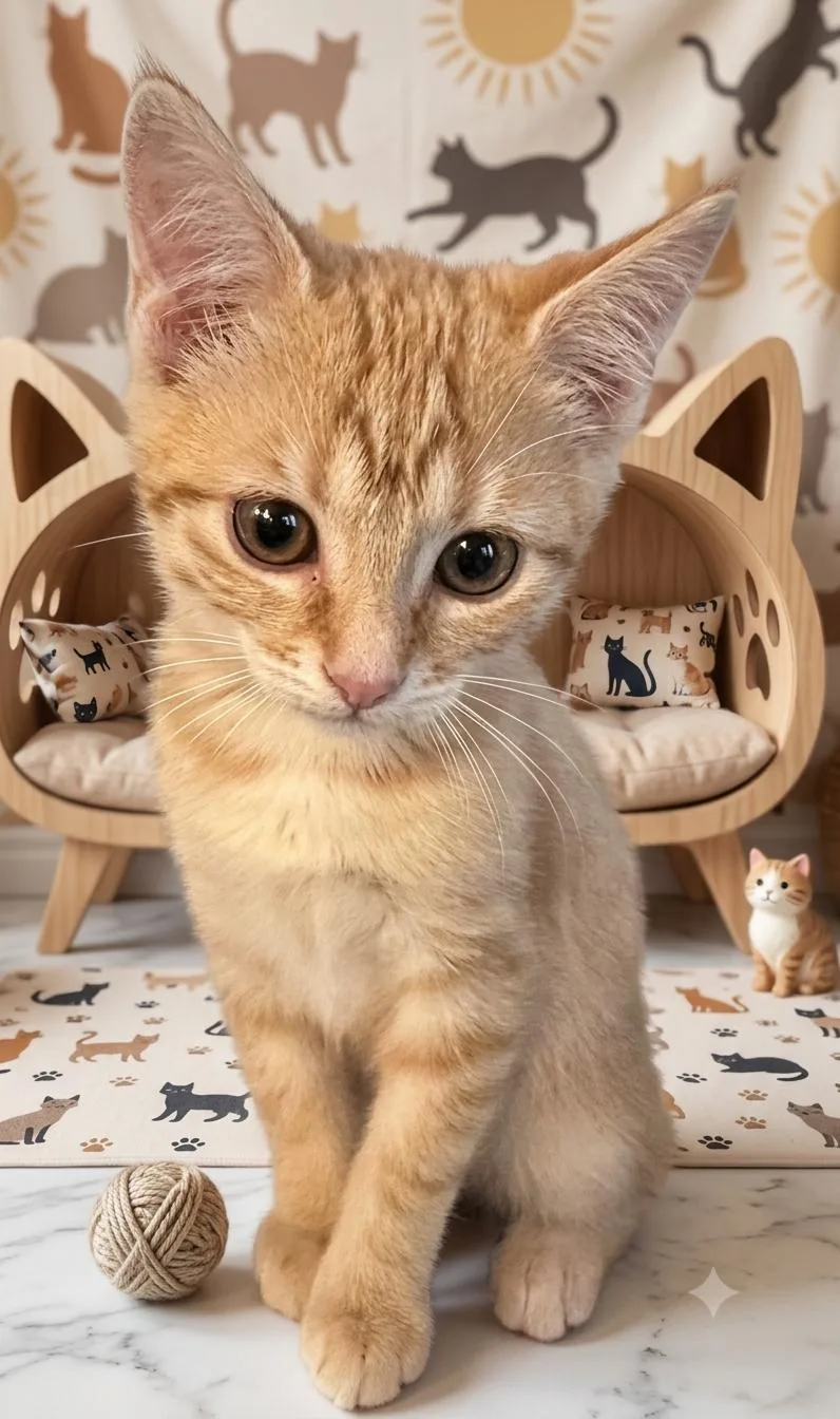 A baby medium-sized male Tabby cat named Chicken Nugget for adoption in Fort Myers, FL