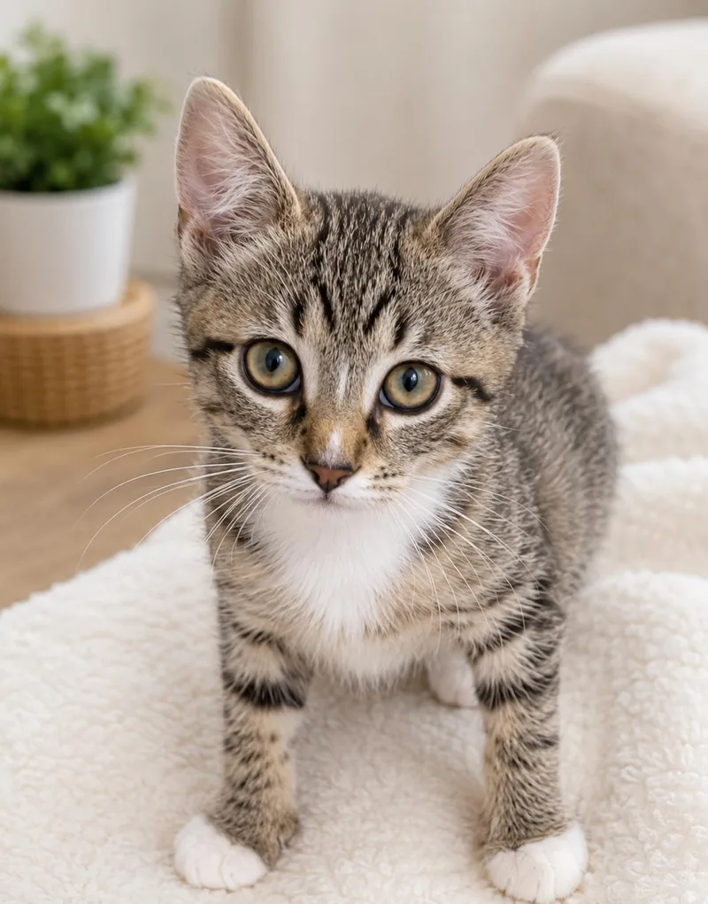 A baby medium-sized male Tabby (Brown / Chocolate) Domestic Short Hair cat named Pickle for adoption in Greensboro, NC