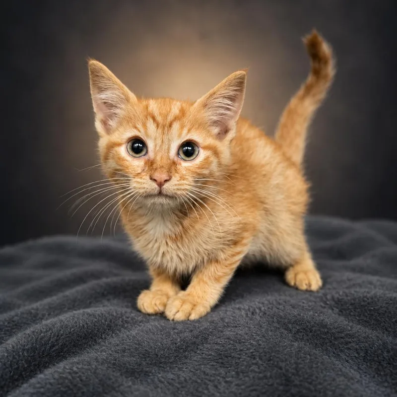 A baby small-sized male Orange / Red Domestic Medium Hair cat named Snap for adoption in Newport, TN