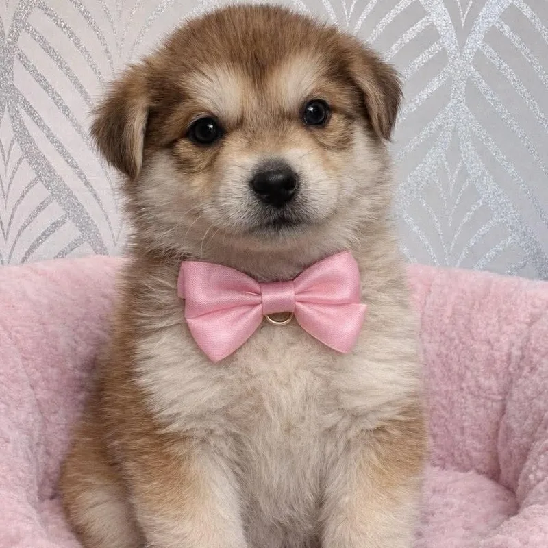 A baby medium-sized male Golden Husky dog named Delli for adoption in Crosby, TX