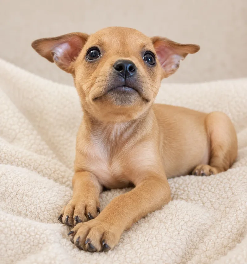 A baby small-sized female Golden Chihuahua dog named Kiddo for adoption in Greensboro, NC