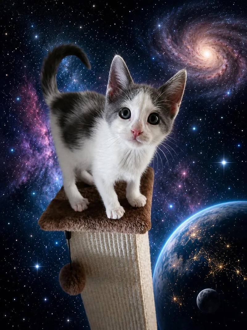 A baby medium-sized female Gray & White Domestic Medium Hair cat named Moon for adoption in Carson City, NV
