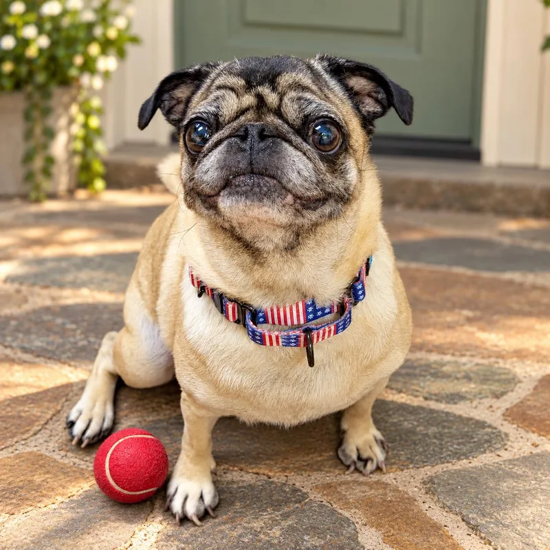An adult small-sized female Pug dog named Milly for adoption in POTOMAC, MD
