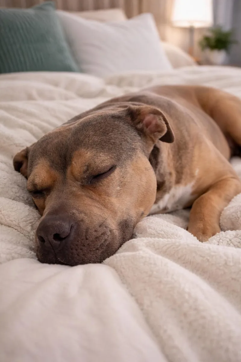 A young medium-sized female Gray / Blue / Silver American Staffordshire Terrier dog named Hershey for adoption in Seguin, TX