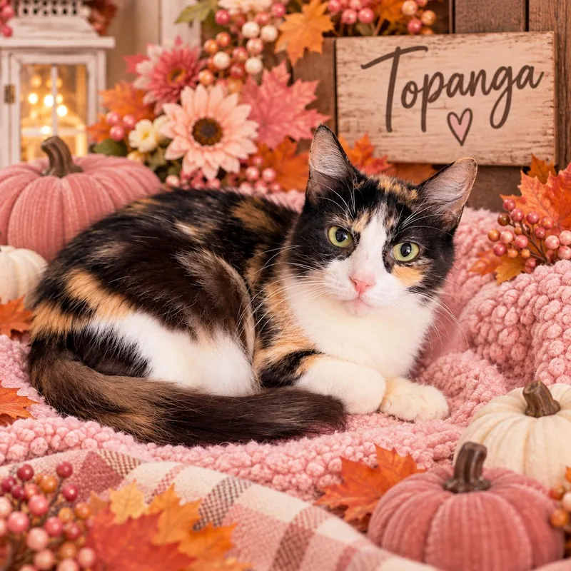 A young small-sized female Calico cat named Topanga for adoption in Tavares, FL