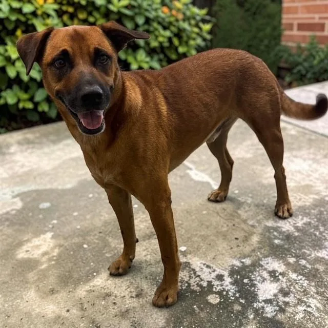 A young medium-sized male Brown / Chocolate Black Mouth Cur dog named Tito for adoption in Williston, VT