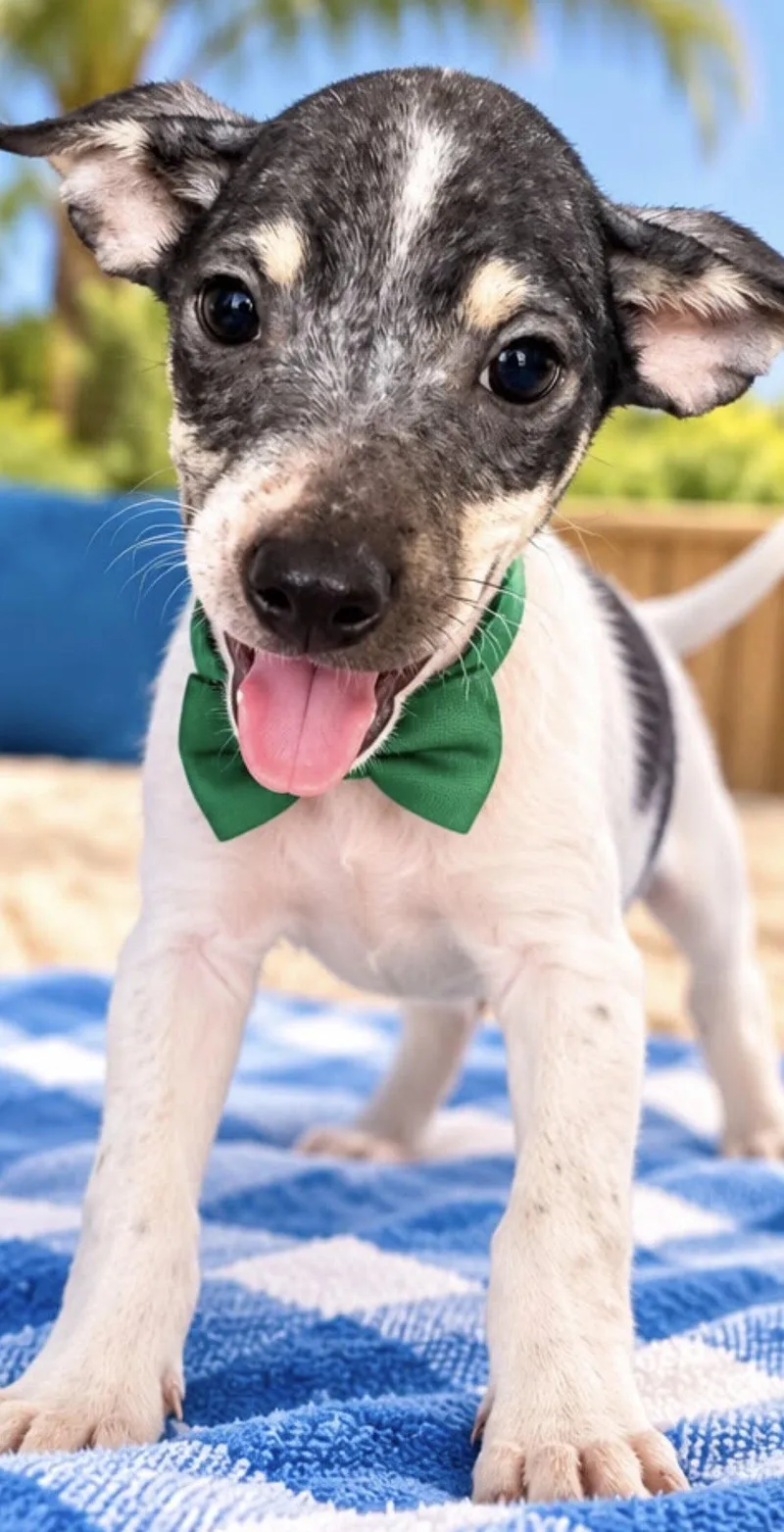 A baby medium-sized male Rat Terrier dog named Jasper for adoption in Margate, FL