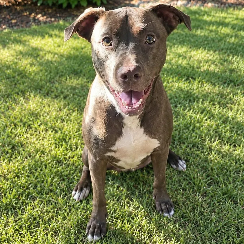 A young medium-sized female Labrador Retriever dog named Luna for adoption in Fort Worth, TX