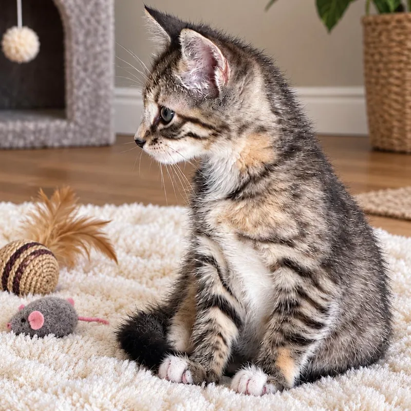A baby small-sized female Calico Domestic Short Hair cat named Cleo for adoption in Tustin, CA
