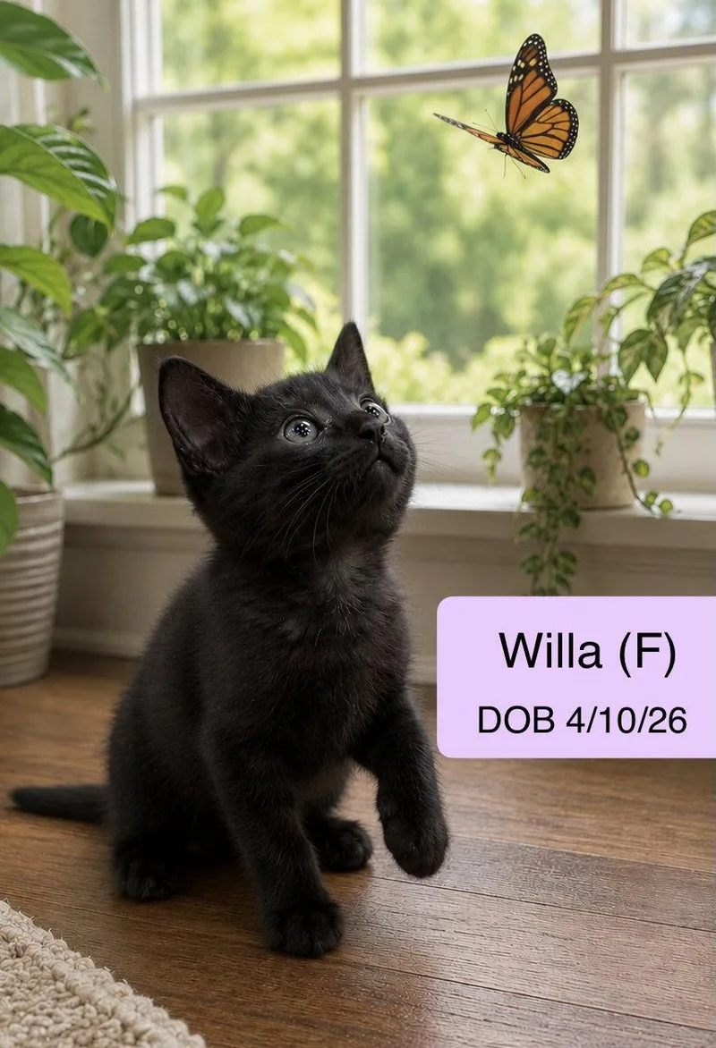 A baby medium-sized female Domestic Short Hair cat named Willa for adoption in Vacaville, CA