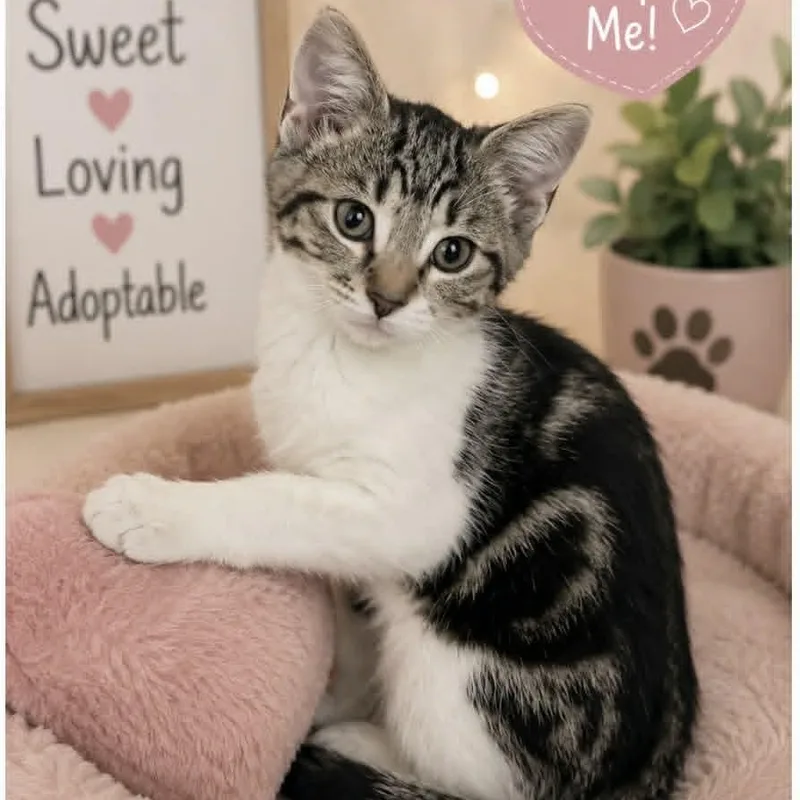 A baby small-sized female Tabby (Brown / Chocolate) Domestic Short Hair cat named Suki for adoption in Antioch, CA